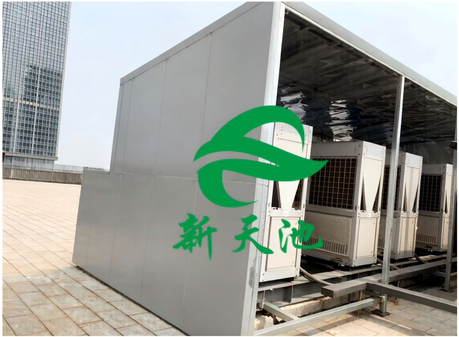 深圳市某商业4台风冷热泵模块机组降噪治理工程